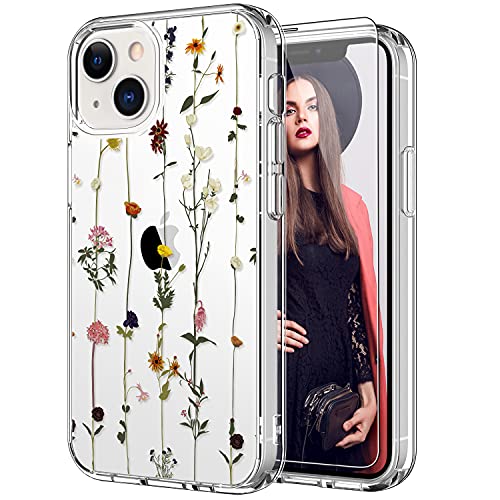 iPhone 13 Mini Case with Screen Protector - Clear Shockproof Cover with Cute Colorful Floral Design | Perfect for Everyday Protection & Style Enhancement