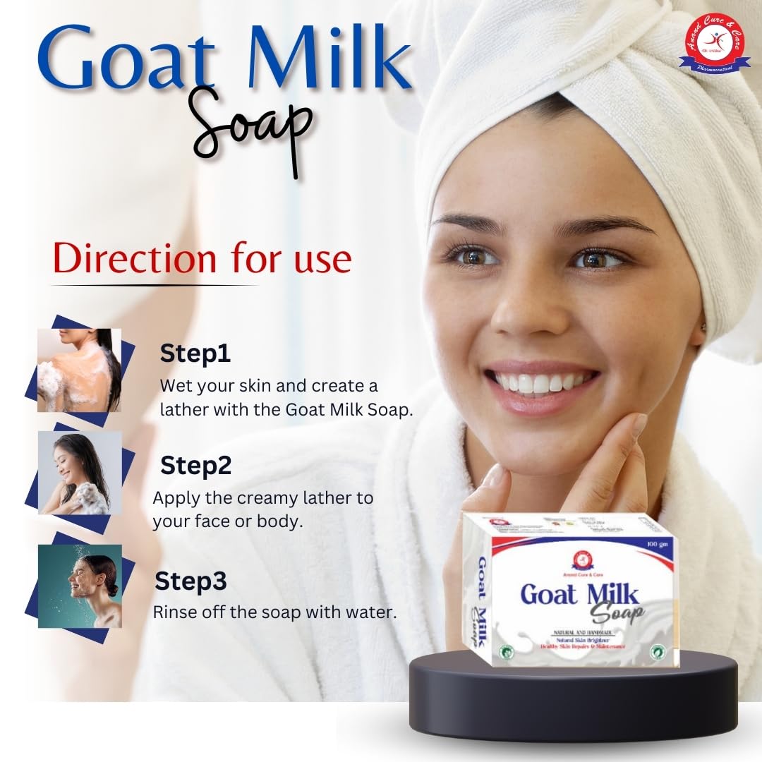 Anand Cure & Care Goat Milk Soap - Natural Handmade Bar for Gentle Cleansing & Soft Skin | Paraben-Free, Alcohol-Free, 100g | Perfect for Dry, Sensitive Skin & Daily Skincare Routine