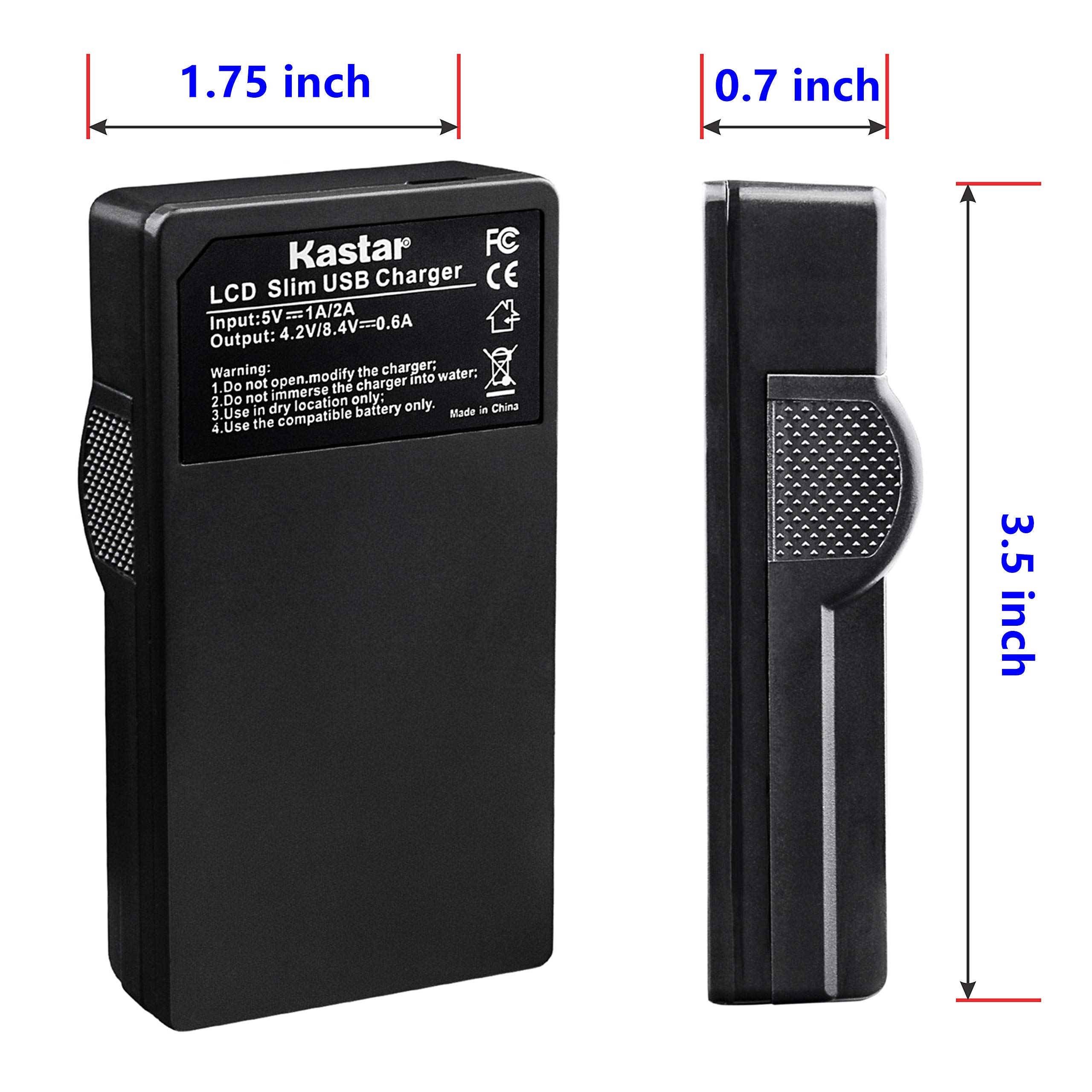 Kastar 2-Pack Replacement Battery & LCD Slim USB Charger Compatible with Olympus LI-10B LI-12B Stylus 300-800 C-50-70 470-770 5000 Camedia & Sanyo Xacti Series Digital Cameras - Perfect for Travel Photography & Backup Power