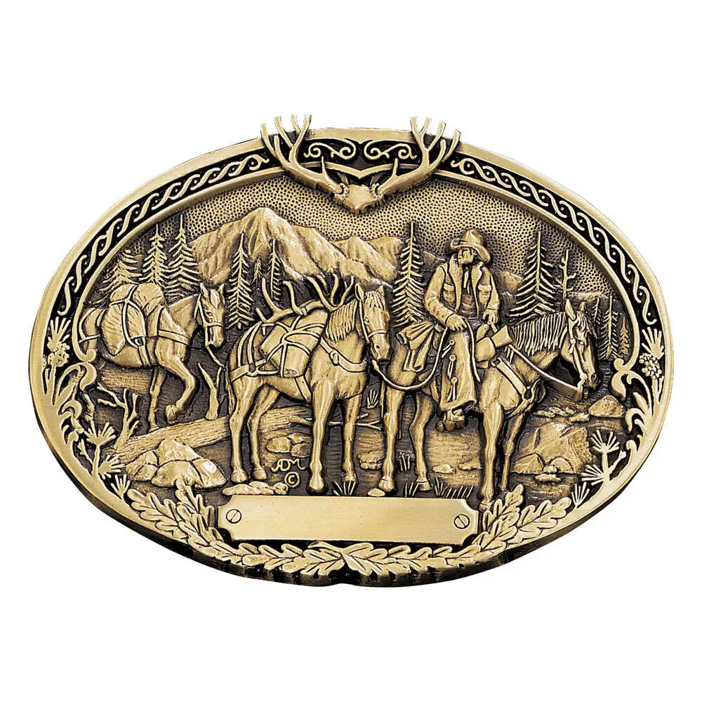 Vintage Brass Horse & Rider Western Belt Buckle - Classic Cowboy Style for Jeans, Boots & Rodeo Outfits