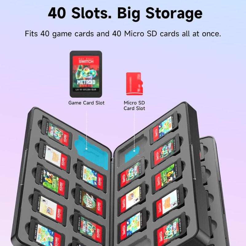 JSAUX Nintendo Switch 2 Game Card Case - 40 Slots Storage Holder for Switch/Switch OLED - Portable Travel Organizer for Video Games | Perfect for Gaming On-The-Go & Home Entertainment
