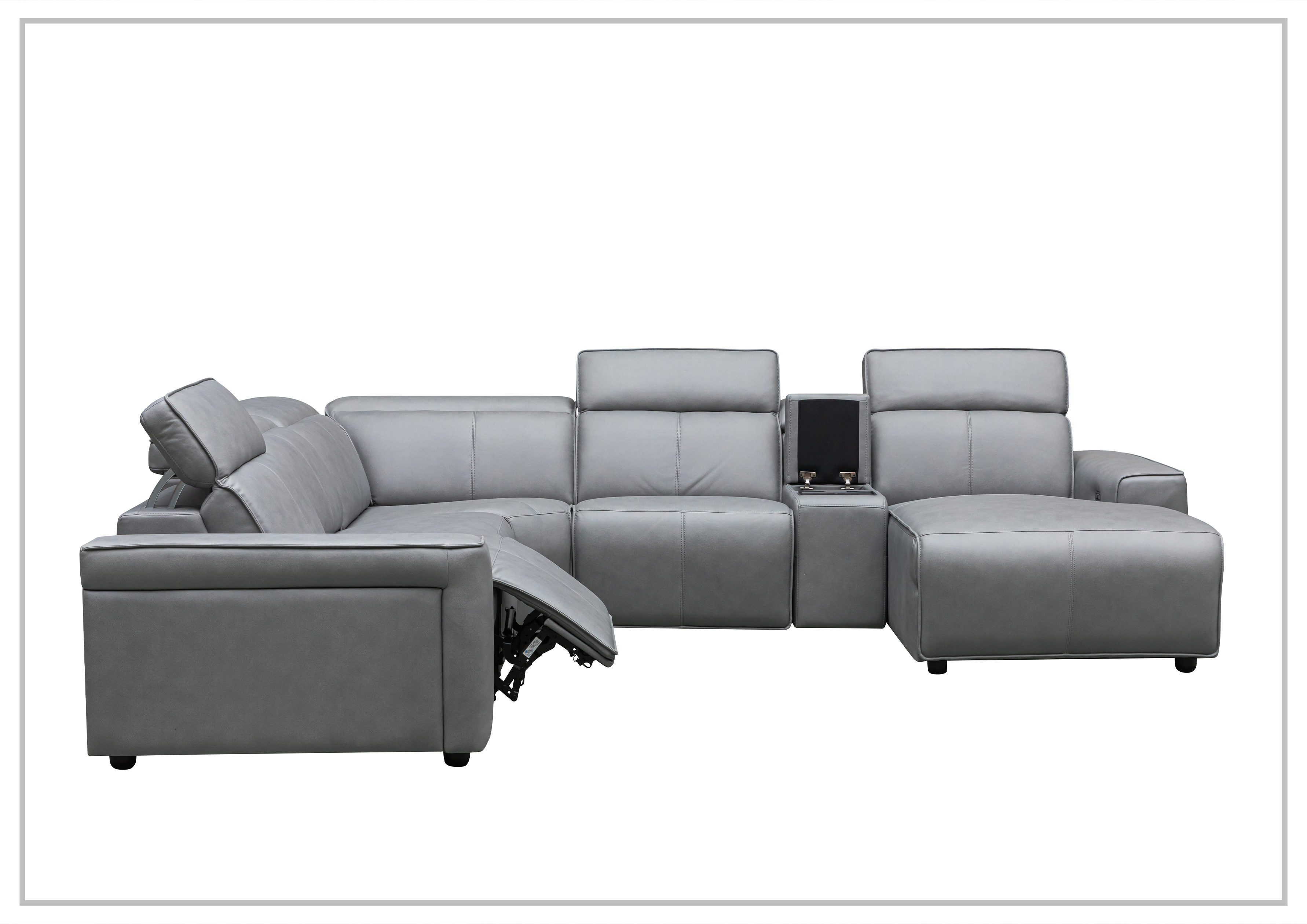 Klaussner Leonardo 6-Piece Power Recliner Sectional Sofa Set with USB Charging - Modern L-Shaped Living Room Furniture for Home Theater & Family Gatherings
