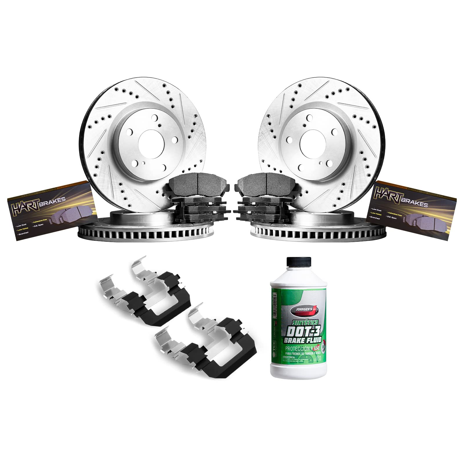 Hart Brakes Front & Rear Brake Pads and Rotors Kit - Semi-Metallic Brake Pads with Hardware Kit | PHCC.54047.43 | Perfect for Car Maintenance, DIY Brake Replacement, and Auto Repair Shops