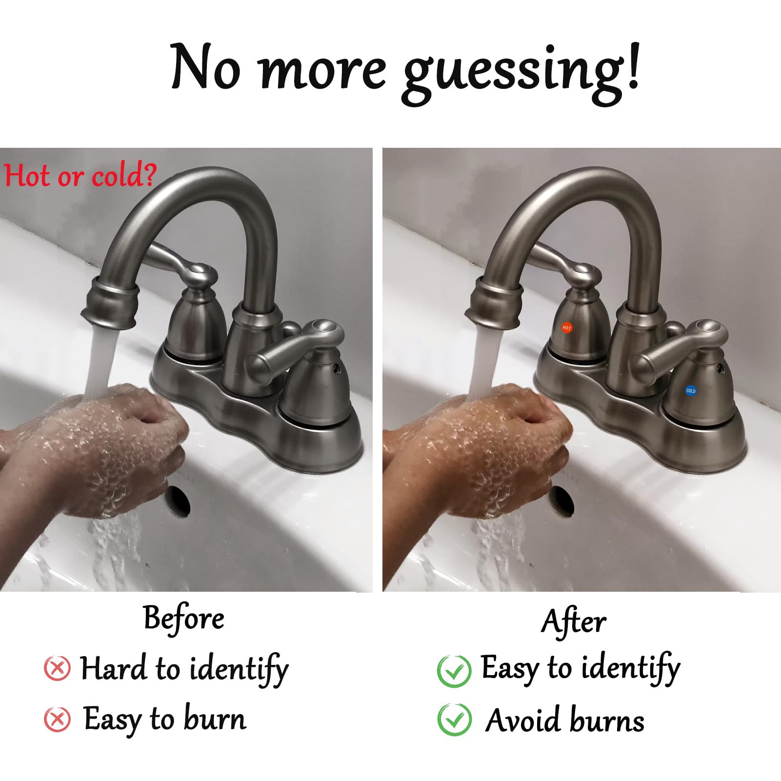 80 Pcs Waterproof Hot and Cold Faucet Stickers - Bathroom & Kitchen Temperature Indicator Labels for Sink, Hotel, School, Restaurant (Durable Adhesive for Easy Identification) - Perfect for Home, Office, and Commercial Use