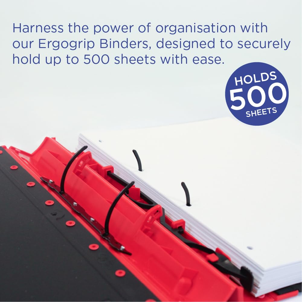 Exacompta Guildhall Ergogrip 2-Ring A4 Binder - Blue | Durable School & Office Supplies for Organizing Documents & Papers
