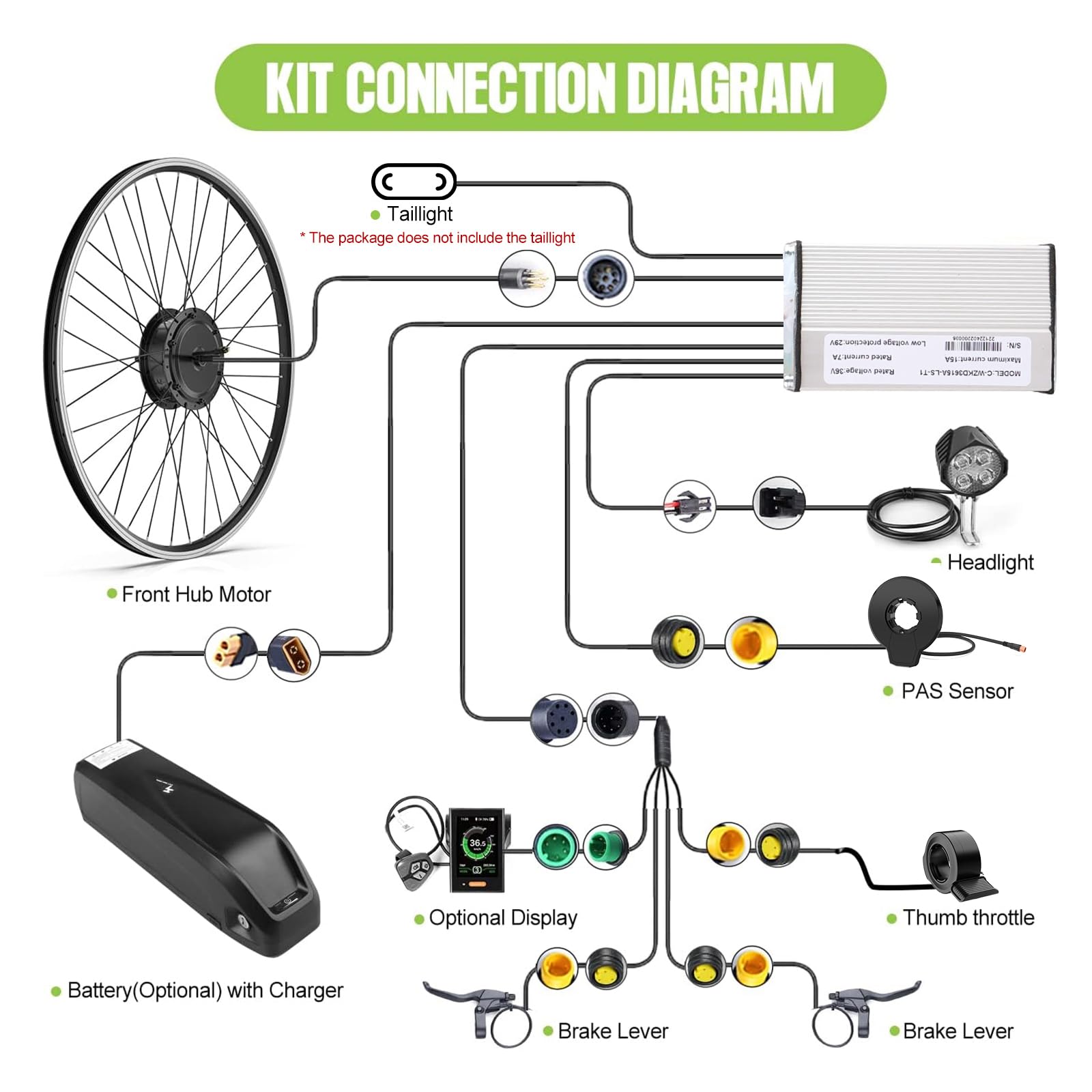 BAFANG 48V 500W Electric Bike Conversion Kit - Front Hub Motor for 26/700c Wheels - Includes Optional LCD Display (Battery & Charger Not Included) - Perfect for DIY E-Bike Upgrades & Commuting