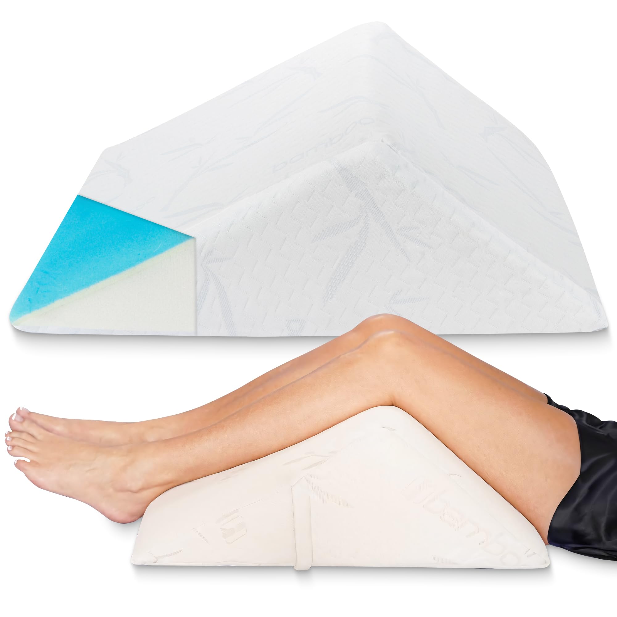Orthopedic Wedge Pillow for Back Pain Relief & Leg Elevation - Memory Foam Knee Support Pillow for Lower Back Pain, Post-Surgery Recovery & Better Sleep - Perfect for Side Sleepers, Acid Reflux & Circulation (Small) - Ideal for Bed, Couch & Travel Use