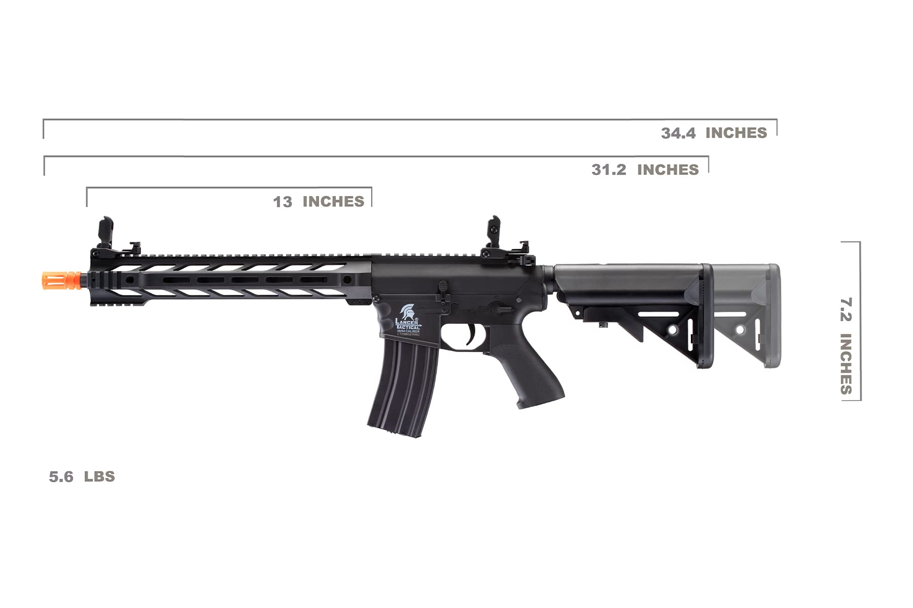 Lancer Tactical Gen 2 Airsoft Rifle - Low FPS SPR Interceptor M4 AEG | Electric Full/Semi-Auto | Includes 0.20g BBs, Charger & Battery | Black | Perfect for Target Practice, Training & Airsoft Battles