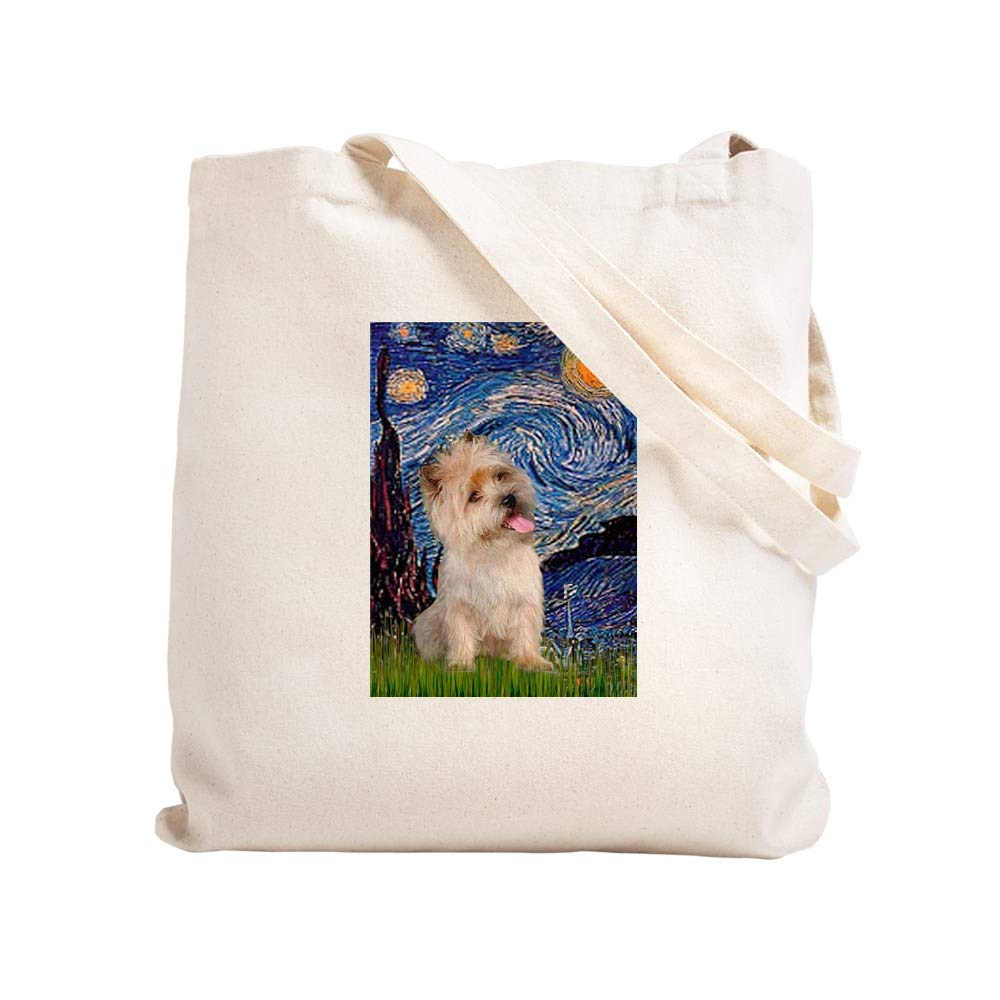 Starry Night & Cairn Terrier Canvas Tote Bag - Eco-Friendly Reusable Shopping Bag for Groceries, Beach & Daily Use
