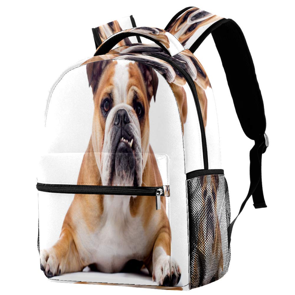 Bulldog Laying Down Staring Backpack - Cute School Backpack for Students, Durable Book Bag for College, Stylish Casual Daypack for Travel & Outdoor Adventures