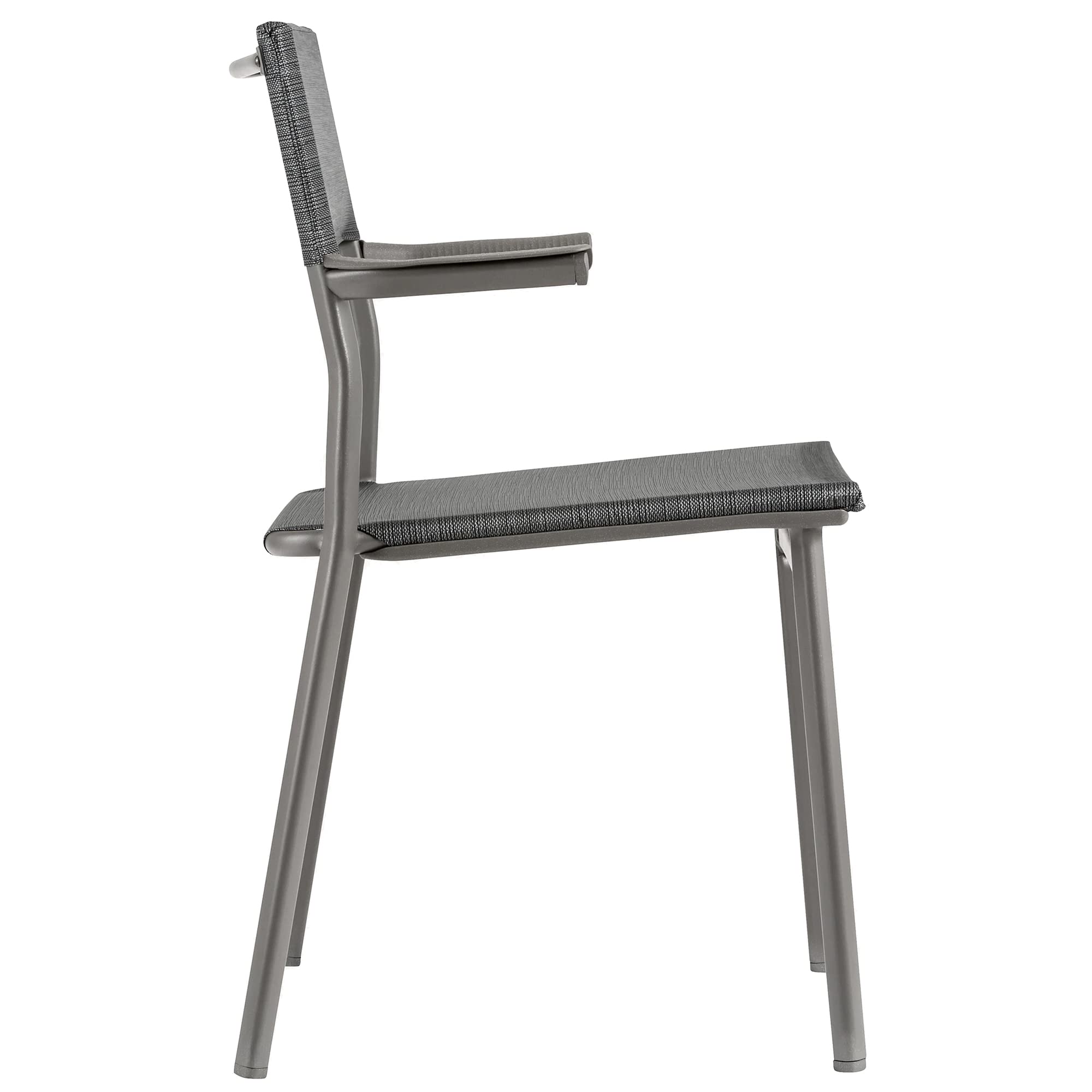 Lafuma ORON Outdoor Dining Armchair Set of 2 - Titanium Frame, Obsidian Black - Patio, Garden, Poolside Furniture for Relaxing and Entertaining