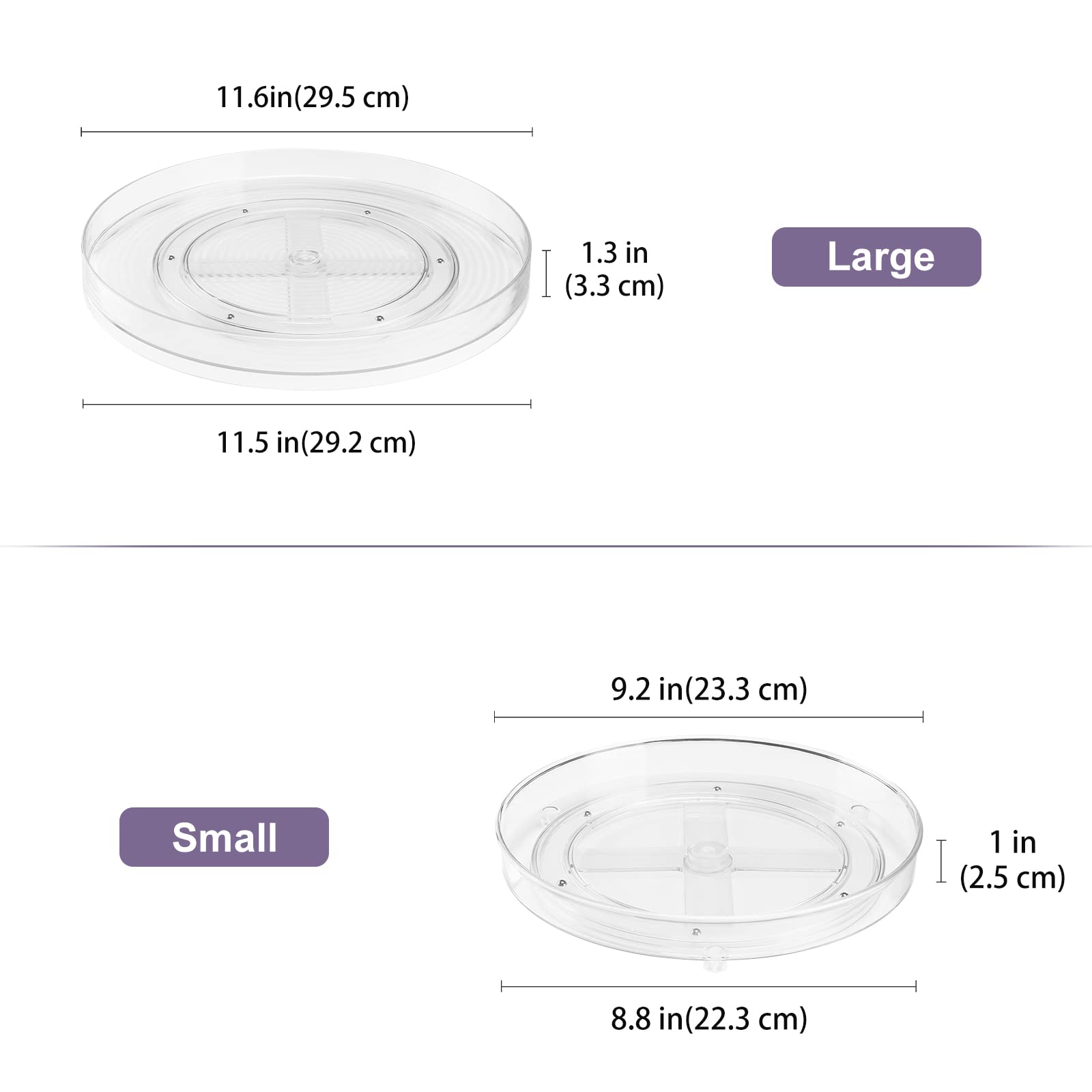 Puricon 2 Pack Clear Lazy Susan Turntable Organizer (12