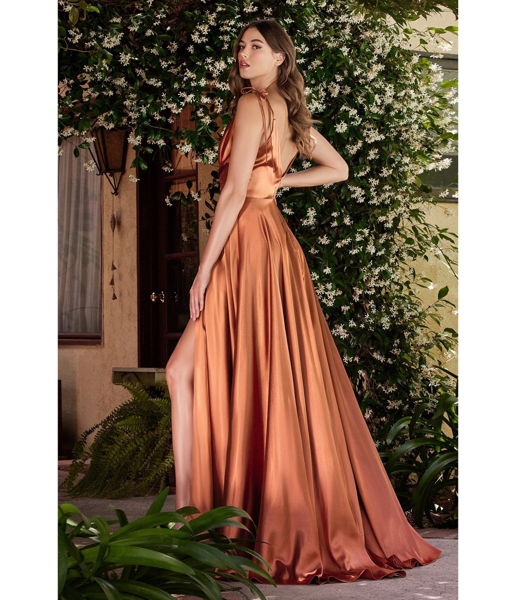 Ladivine by Cinderella Divine Sienna Flowy Satin A-Line Bridesmaid Dress - Elegant Formal Gown for Weddings, Prom & Special Occasions