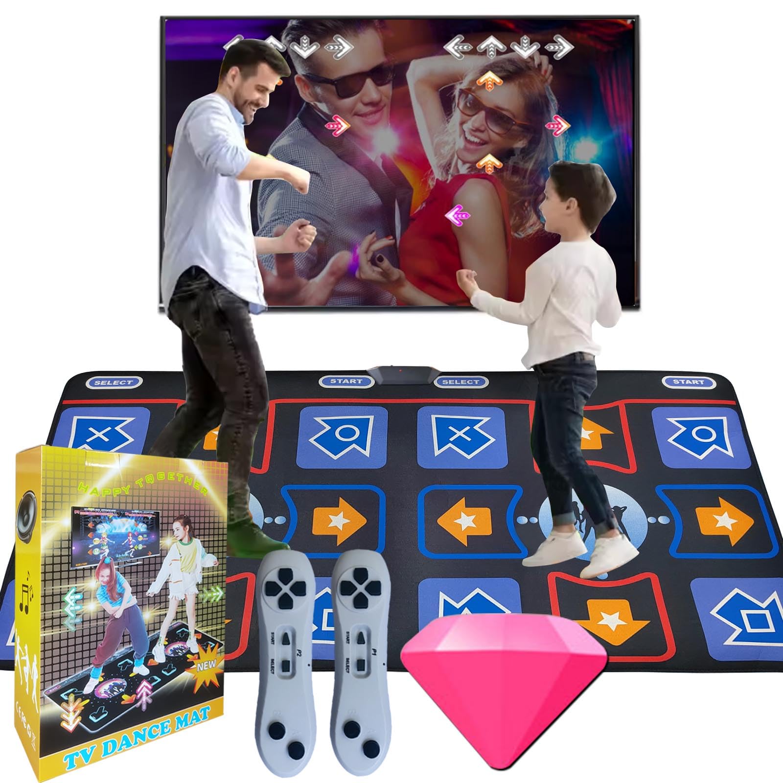 Non-Slip Flannel Dance Mat for Kids & Adults - Plug & Play Interactive TV Dancing Game Pad - Perfect for Family Fun, Birthday & Christmas Gifts for Boys & Girls Ages 3+ - Great for Parties, Exercise & Indoor Entertainment