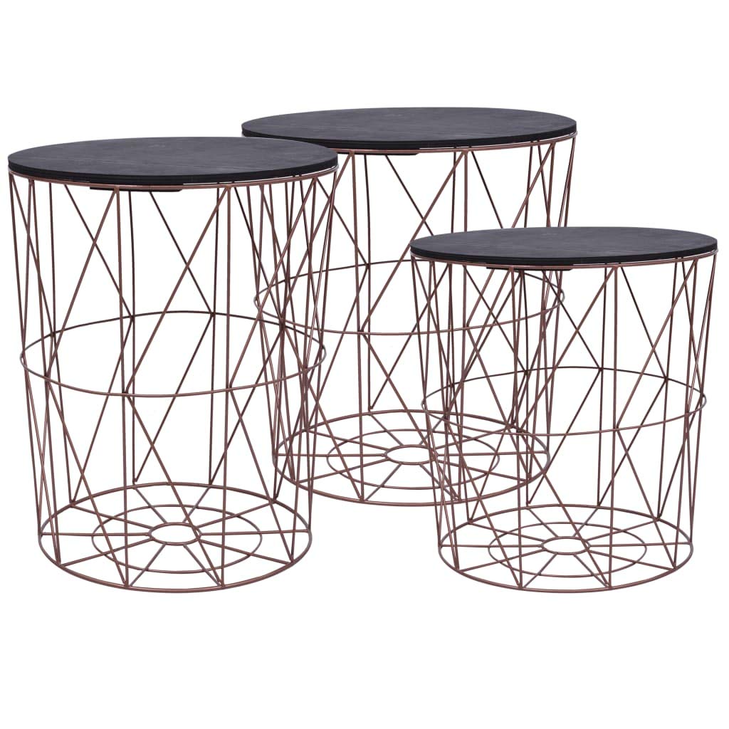 FAMIROSA 3-Piece Copper Coffee Table Set - Modern Living Room Furniture for Home Decor & Entertaining