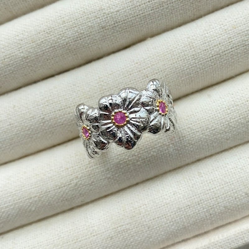 Buccellati Inspired Gardenia Open Ring - 925 Sterling Silver Women's Jewelry for Wedding, Party & Special Occasions
