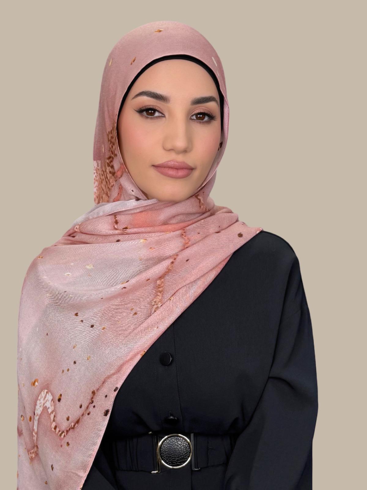 Print Modal Hijab Scarf - Malibu Dusk Color - Soft Breathable Muslim Headscarf for Women - Perfect for Daily Wear, Prayer & Special Occasions