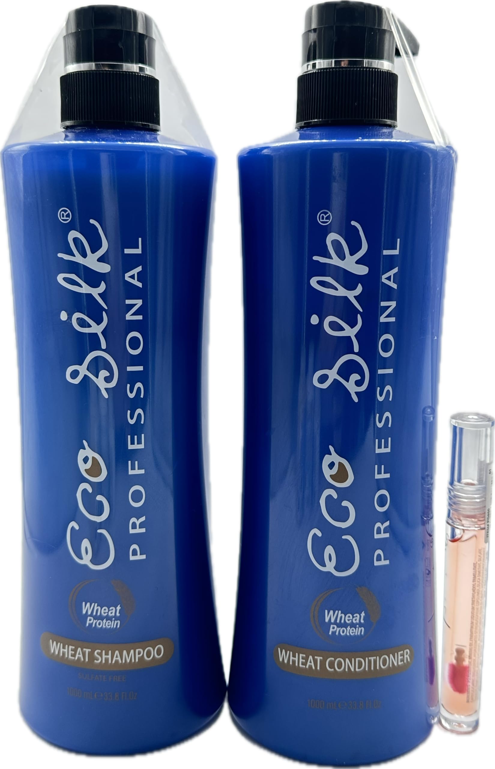 Wheat Protein Shampoo and Conditioner Set - Sulfate Free, 1000ml (33.8 fl oz) - Hydrating Hair Care with Natural Wheat Extracts - Includes Free Lip Gloss - Perfect for Dry, Damaged Hair at Home or Salon