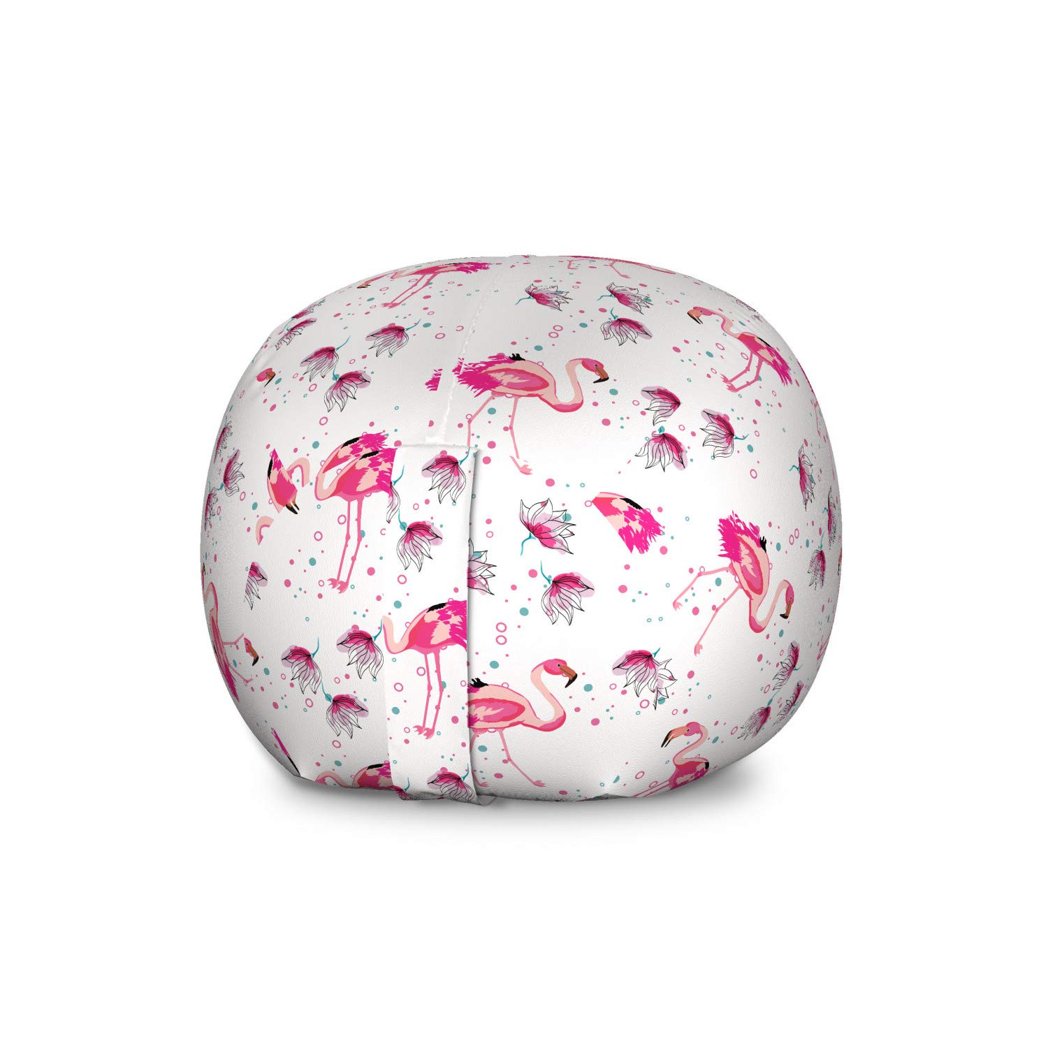 Ambesonne Flamingo Print Storage Bag Chair - Large Washable Toy Organizer for Stuffed Animals, Kids Room Decor, and Playroom Storage - Cadet Blue & Pink Hawaiian Floral Design