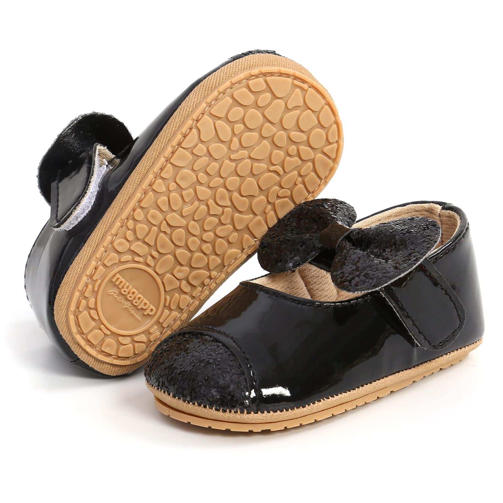 Anti-Slip Baby Girls Mary Jane Flats - Soft Rubber Sole Bow Dress Shoes for Toddlers | Perfect for Princess Costumes, Parties & Special Occasions
