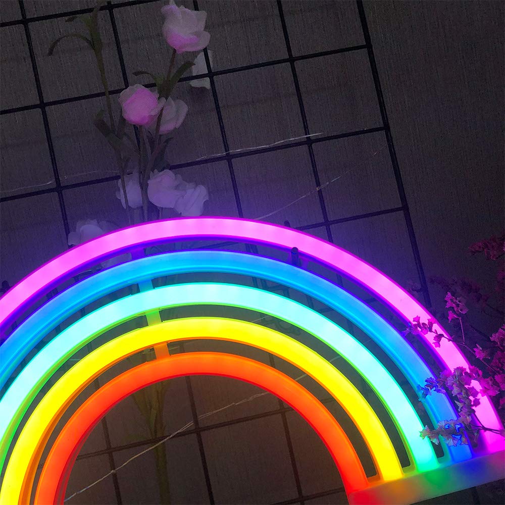 ENUOLI Rainbow Neon Light Sign - USB/Battery Powered LED Wall Decor for Bedroom, Dorm, Party & Kids Room | Perfect for Christmas, Birthday, Wedding & Night Light | Vibrant Home & Gift Idea