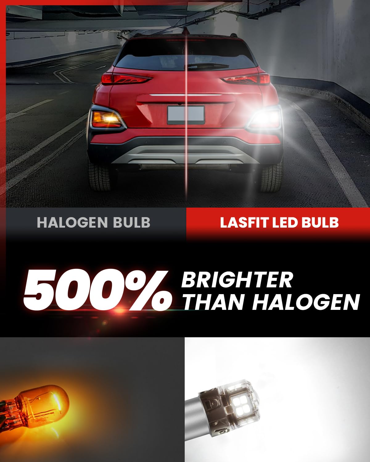 LASFIT L2 1156 LED Bulbs Reverse Lights - 2024 Upgraded 500% Brighter 7506 P21W 1003 BA15S LED Lamps with Projector Lens - Xenon White 6000K Backup Lights (2-Pack) - Perfect for Daytime Running & Nighttime Reversing in Cars, Trucks, SUVs
