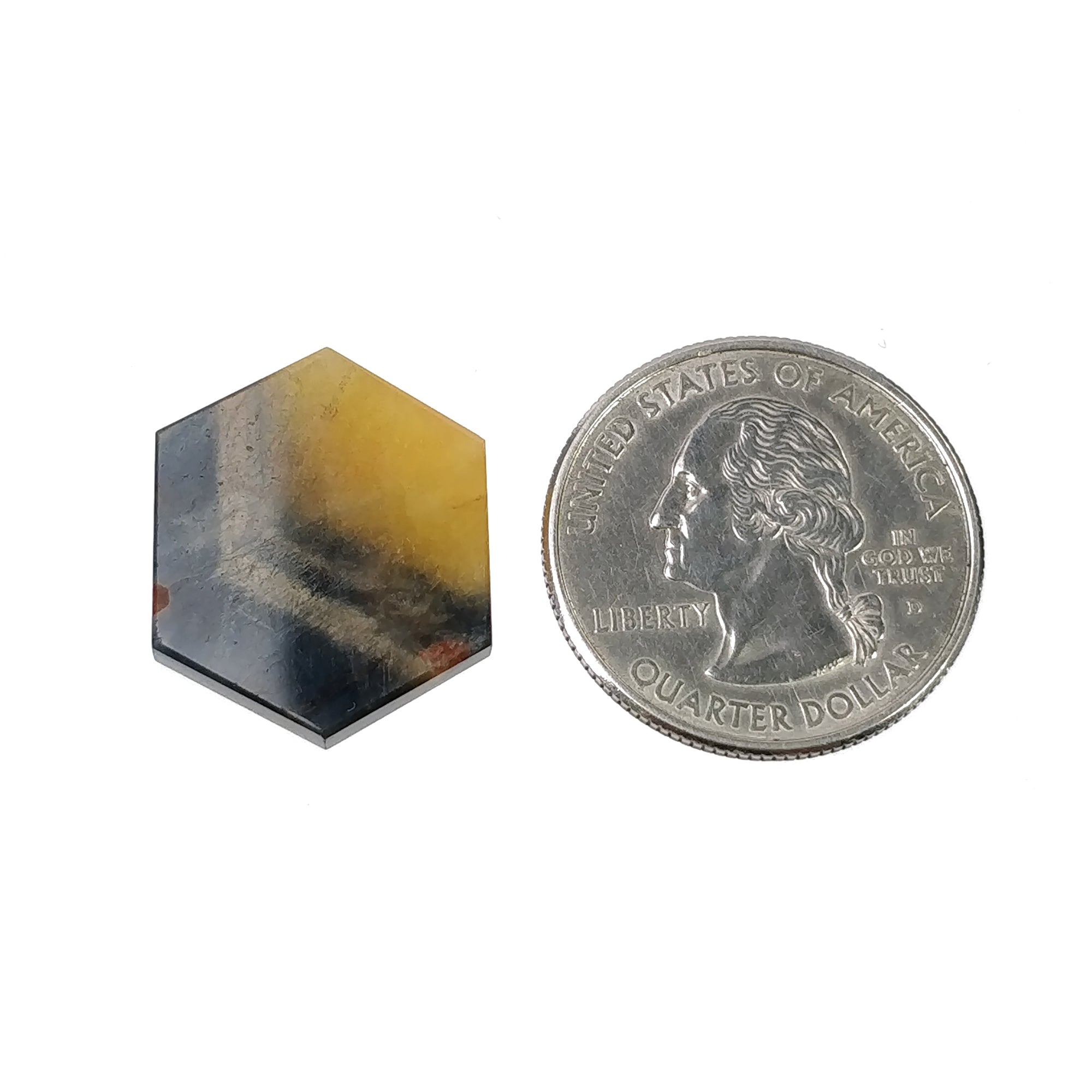 Natural Untreated Golden Brown Bi-Color Sapphire Gemstone Flat Slice - 20.65cts Hexagon Shape 22x18mm for Jewelry Making, Wire Wrapping & Crystal Healing