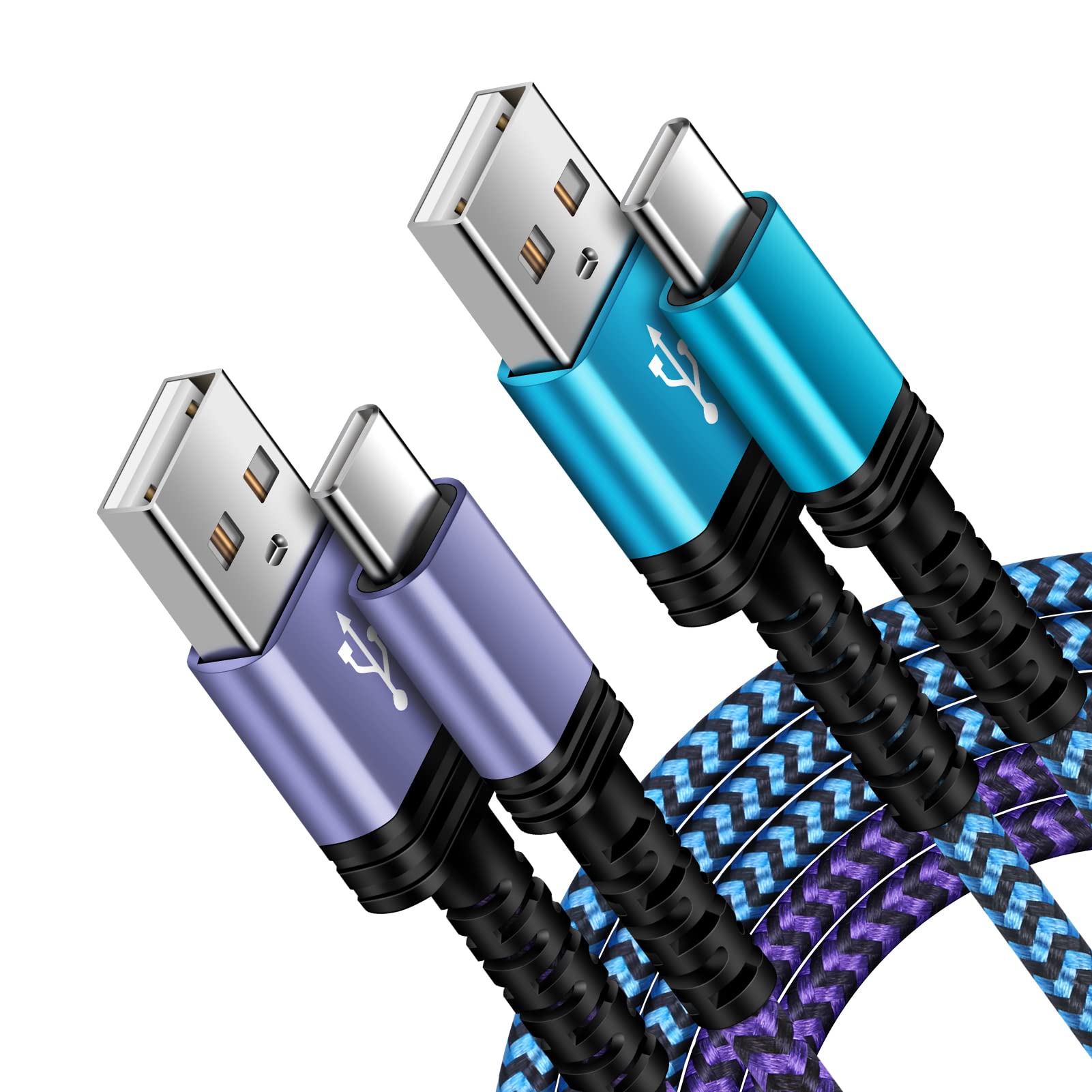 2-Pack 6FT Fast Charging USB C to USB A Cable - 3.1A Android Charger Cord for Samsung Galaxy A15/A16/A35/A54/A55/S21/S22/S23/S24/S25 Plus/Ultra & iPhone 16 Pro Max - Perfect for Home, Office, Travel & Car Charging