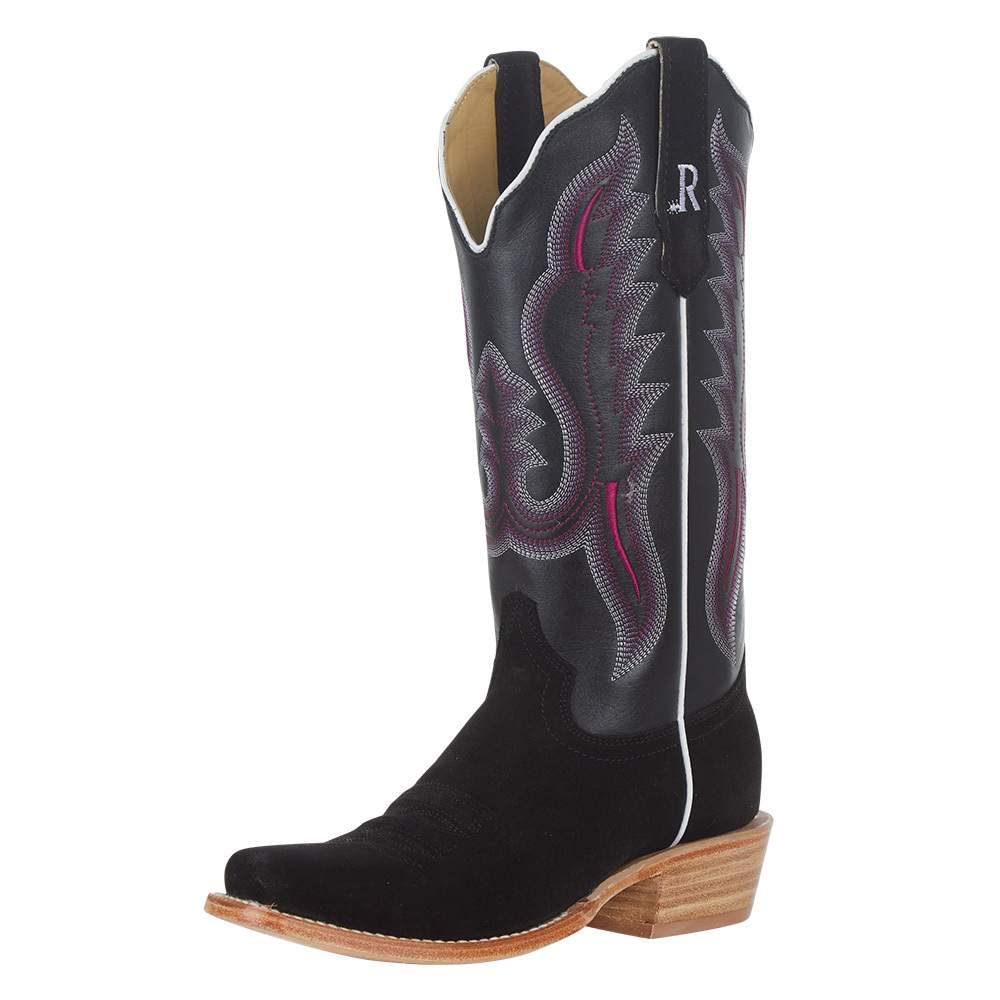 Women's Black Roughout 13-Inch Western Boots - Stylish Cowgirl Boots for Riding, Country Dancing & Fashion Outfits