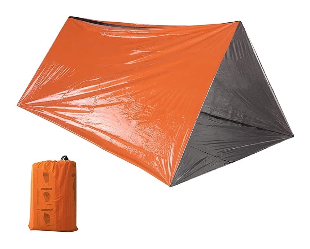 Emergency Survival Tube Tent - Lightweight Orange Shelter with Aluminum Film for Camping, Hiking & Outdoor Adventures - Perfect for Backpacking, Disaster Preparedness & Rescue Scenarios