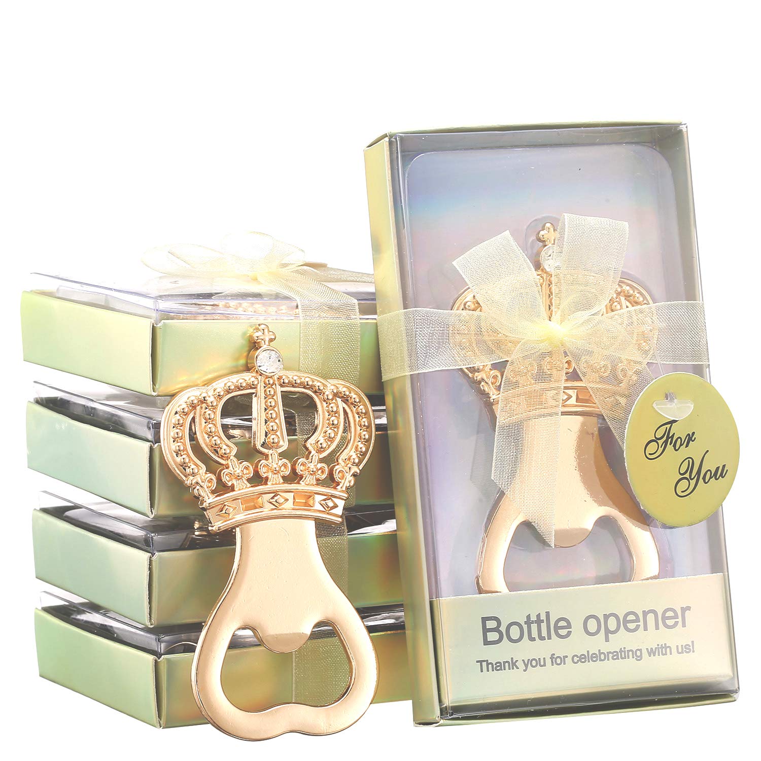 48-Pack Gold Crown Bottle Openers - Elegant Wedding Favors, Party Souvenirs for Guests, Baby Shower & Birthday Party Decorations - Premium Bottle Opener Gift Set by Layseri (Crown Gold) - Perfect for Weddings, Bridal Showers, Birthday Parties & Special Events