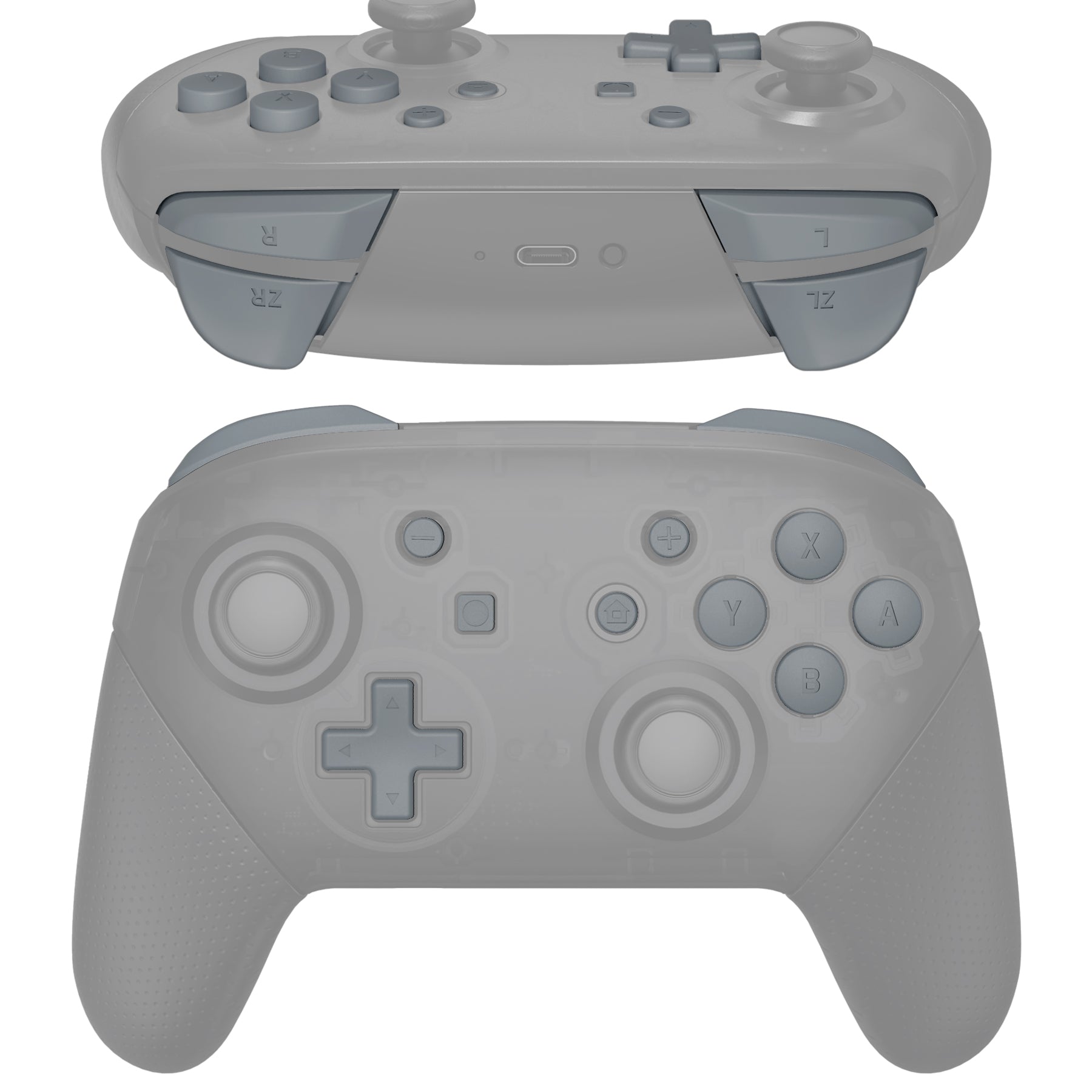eXtremeRate DIY Replacement Full Set Buttons for Nintendo Switch Pro Controller - New Hope Gray (KRP337) | Customize Your Gaming Experience | Perfect for Switch Pro Controller Repair & Modding