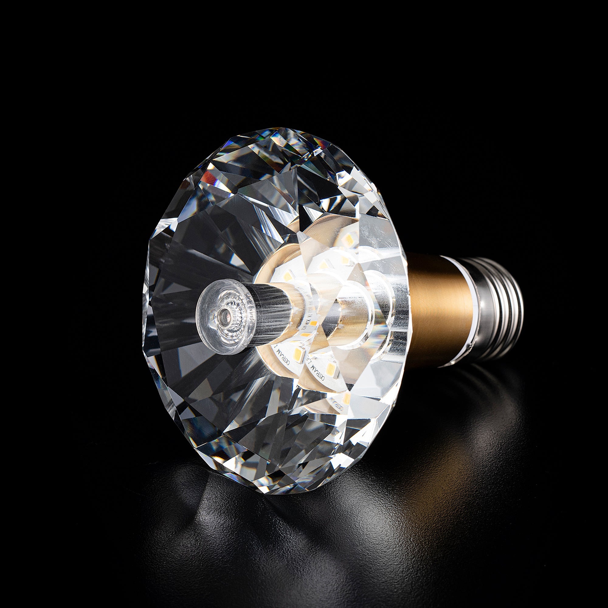 Premium Round Diamond Crystal LED Light Bulb - Large Size, Energy Efficient, Warm White Light - Perfect for Chandeliers, Ceiling Fixtures & Home Decor Lighting