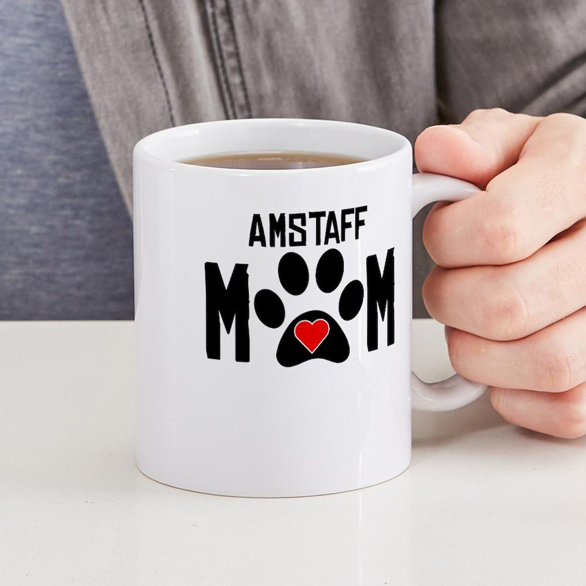 Amstaff Mom Ceramic Coffee Mug 11 oz (325 ml) - Perfect Gift for Dog Lovers, Ideal for Hot Drinks, Tea & Coffee at Home or Office