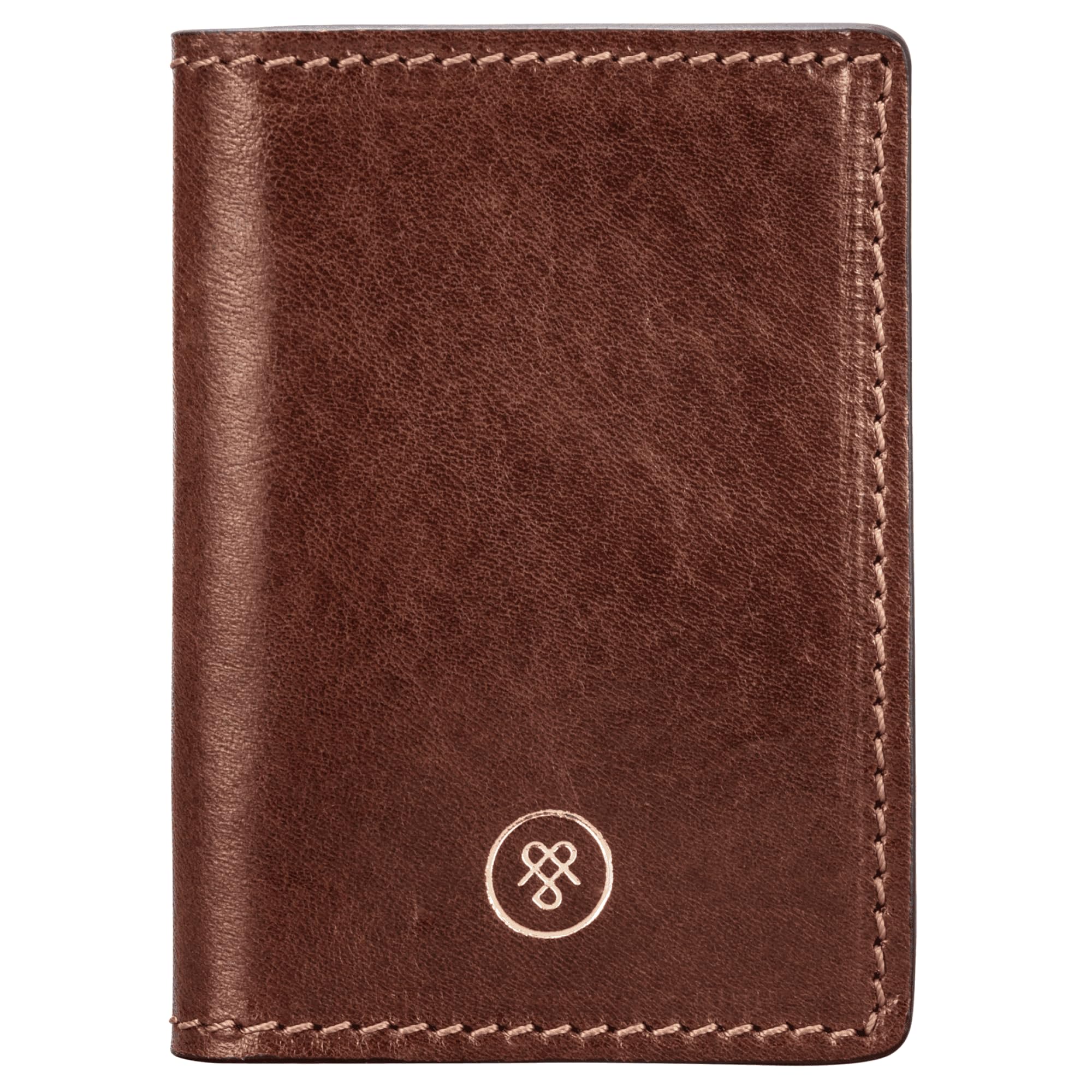 Maxwell Scott Luxury Leather Travel ID Card Holder Wallet for Men & Women - Italian Made Vallata Chestnut Tan - Perfect for Business Travel & Everyday Use