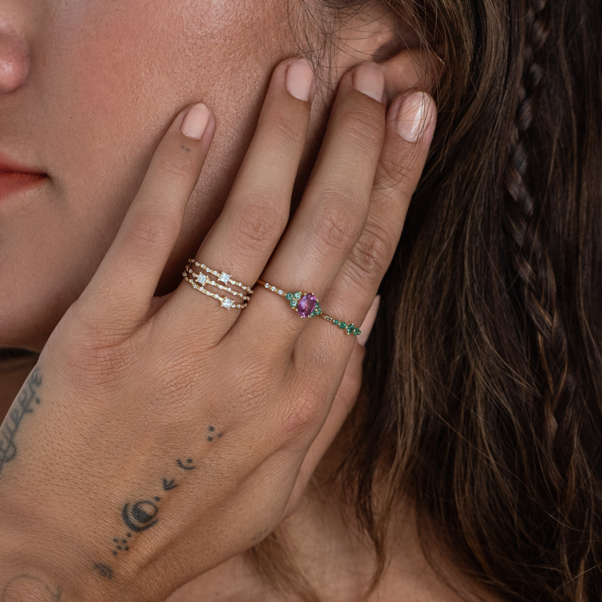 Starry Diamond Triple Band Ring - Elegant 3 Row Stackable Wedding Engagement Ring for Women - Perfect for Anniversaries, Proposals & Special Occasions