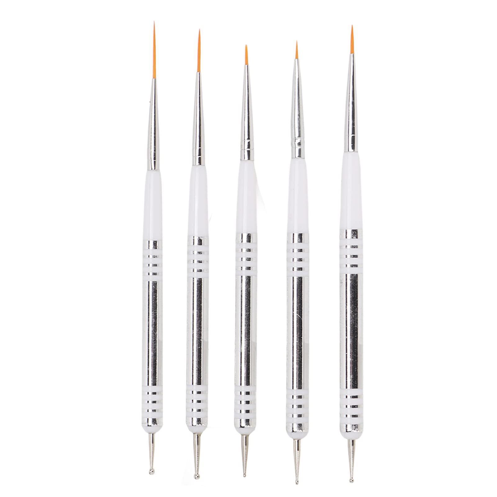 5 Pcs Double Ended Nail Art Brushes Set - Professional Dotting Tools & Manicure Drill Pens for Nail Design, DIY Nail Art, Salon & Home Use