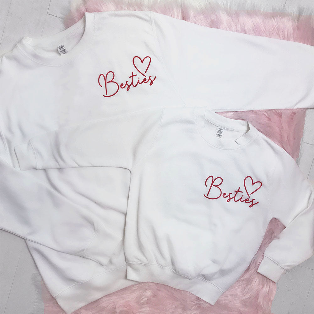 Besties Mini Logo Mum & Kid Matching Sweaters - Mother Daughter Matching Outfits for Family Photos & Holiday Events | MRK X