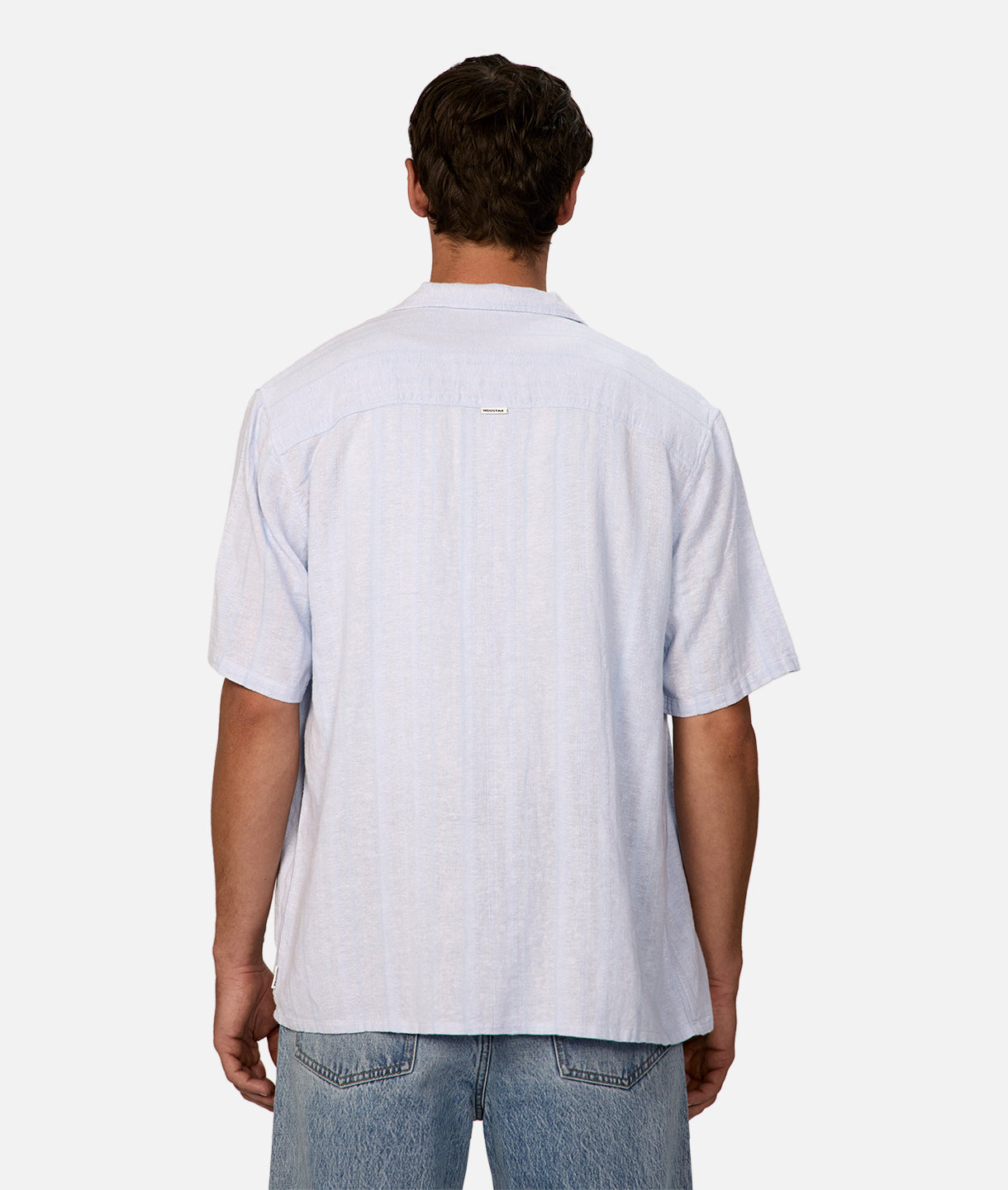 Catanza Striped Short Sleeve Linen Shirt for Men - Sky Blue | Casual Summer Wear, Beach Outfit & Vacation Style