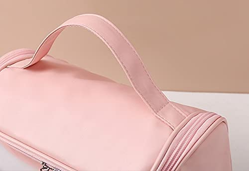 Waterproof Hanging Cosmetic Makeup Bag - Travel Toiletry Organizer for Women & Men - Portable Wash Storage Pouch for Cosmetics, Grooming Essentials - Ideal for Travel, Gym, Home Use (Pink)