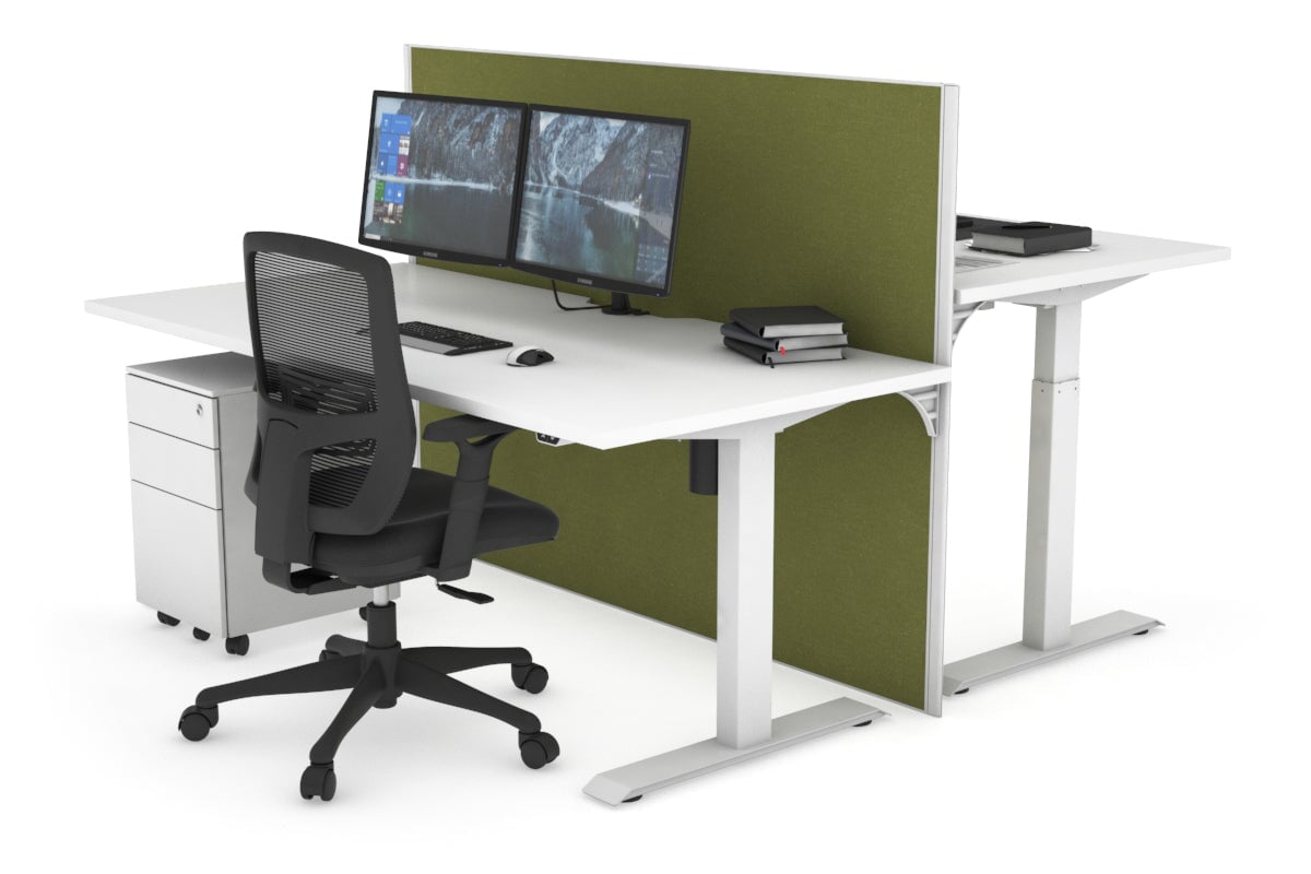 Height Adjustable 2 Person Workbench - 1600L x 800W with Cable Management - Perfect for Office, Workshop & Collaborative Workspaces