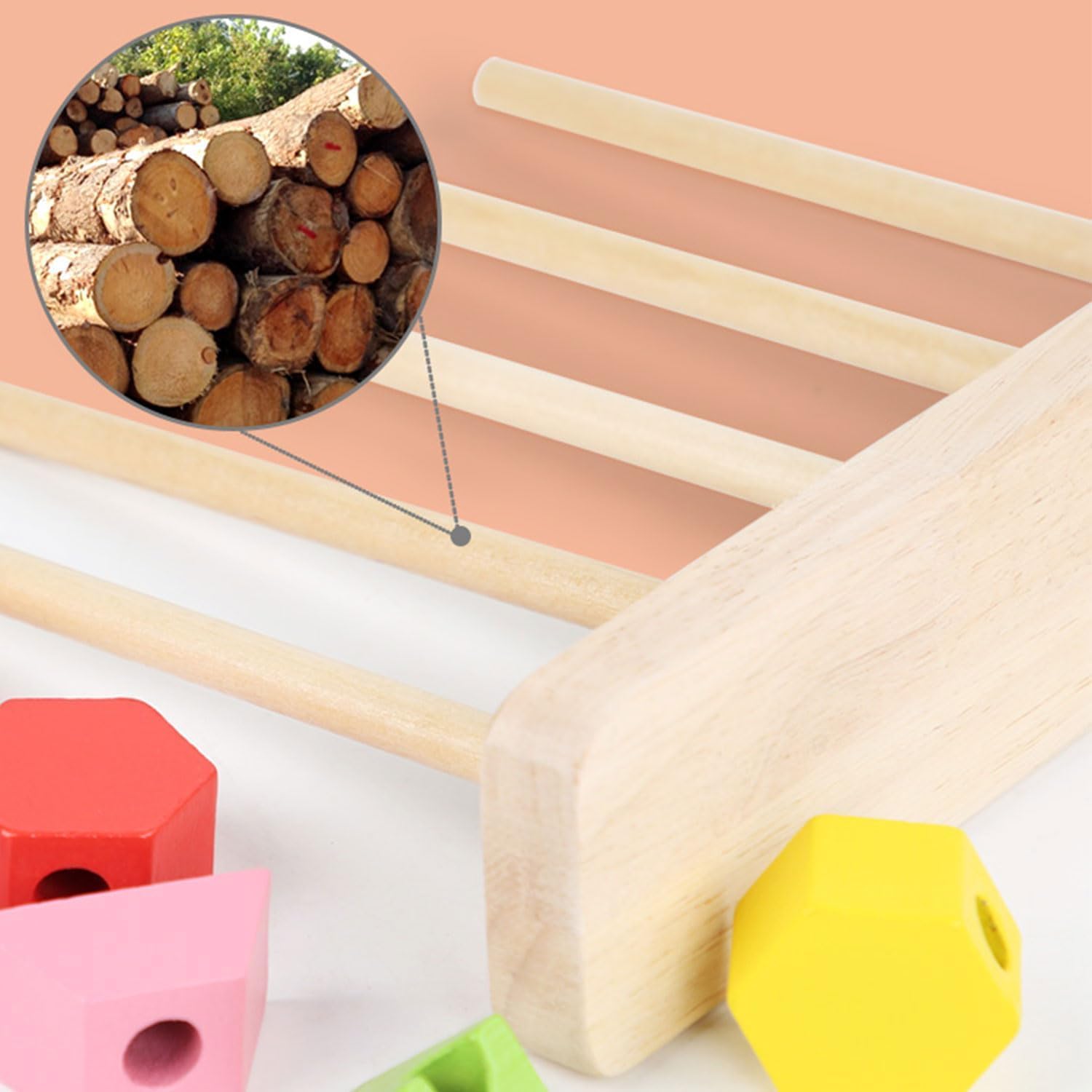Montessori Toys for Toddlers 2-5, Wooden Beads & Stacking Blocks STEM Learning - Perfect for Preschool Play & Gifts