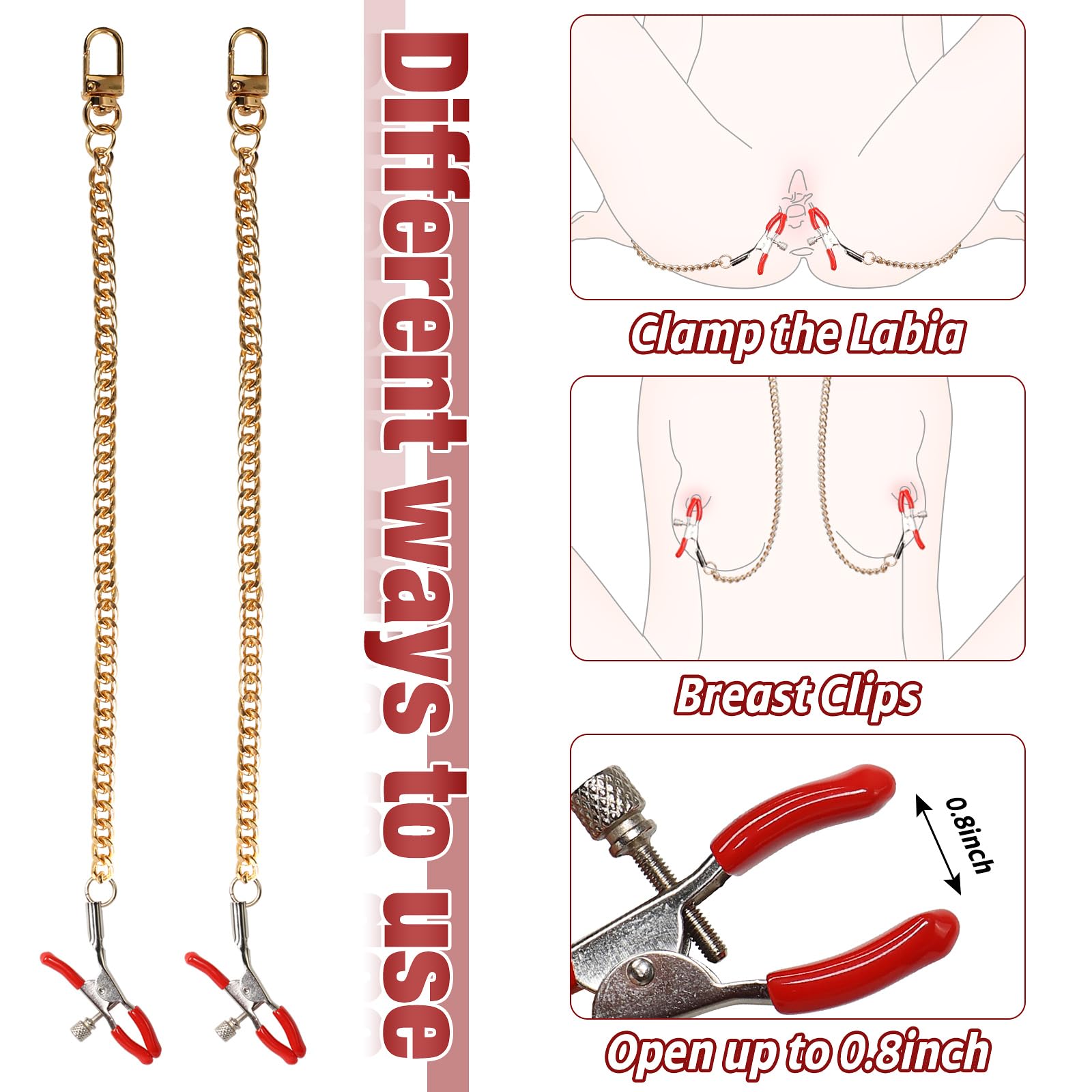 Premium BDSM Bondage Restraints Kit - Adjustable Leather Thigh, Wrist & Ankle Cuffs with Silicone Ball Gag, Nipple Clamps & Red Handcuffs for Couples - Sensual Adult Toys for Spicing Up Bedroom Play & SM Roleplay Games