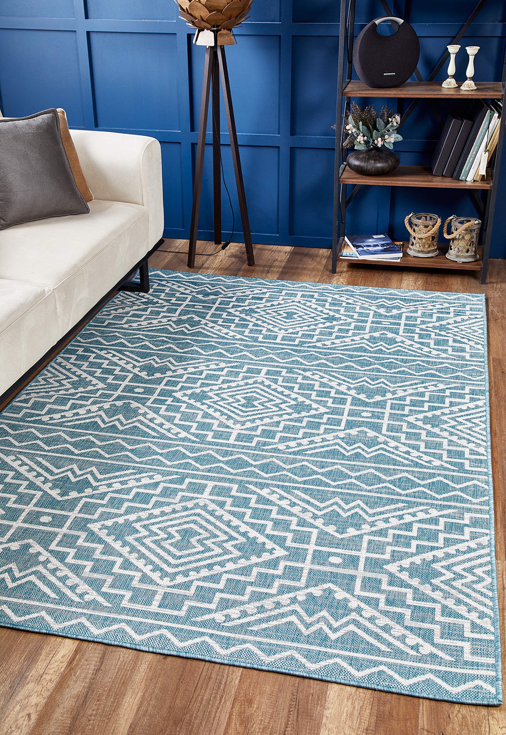 KAS Rugs Provo Aqua Blue Quinn Plush Area Rug 7'10 x 10'10 - Soft Luxurious Shag Carpet for Living Room, Bedroom & Nursery Decor