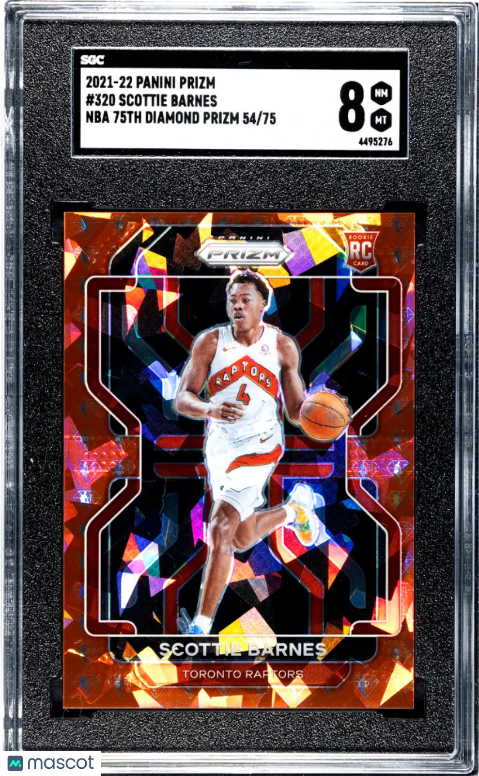 2021-22 Panini Prizm Basketball Scottie Barnes Rookie Card NBA 75th Anniversary Diamond Prizm SGC 8 54/75 - Perfect for NBA Collectors and Basketball Card Investors