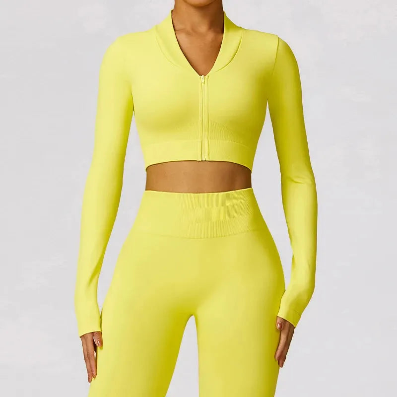 Women's Seamless Long Sleeve Gym Crop Top - Quick Dry Yoga Shirt, Sports Short Jacket for Workout, Running & Activewear | Perfect for Yoga, Gym, Pilates & Outdoor Activities