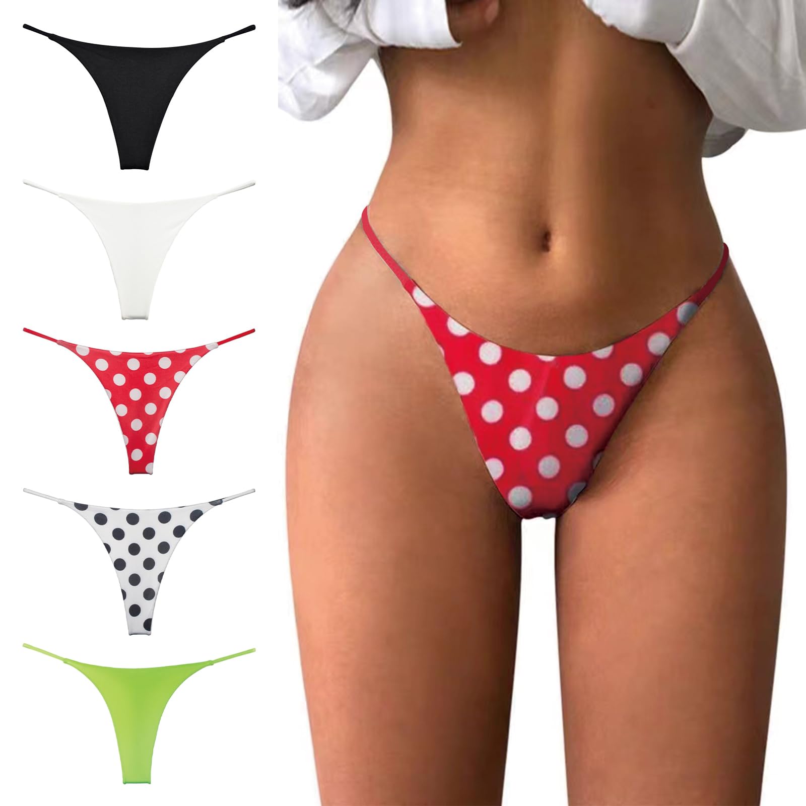 MEIDAYAI Women's G-String Thongs 5-Pack - Sexy Low Rise Hipster Panties, Breathable Stretch T-Back Underwear (S-XL) | Perfect for Date Nights, Lingerie Gifts & Everyday Comfort