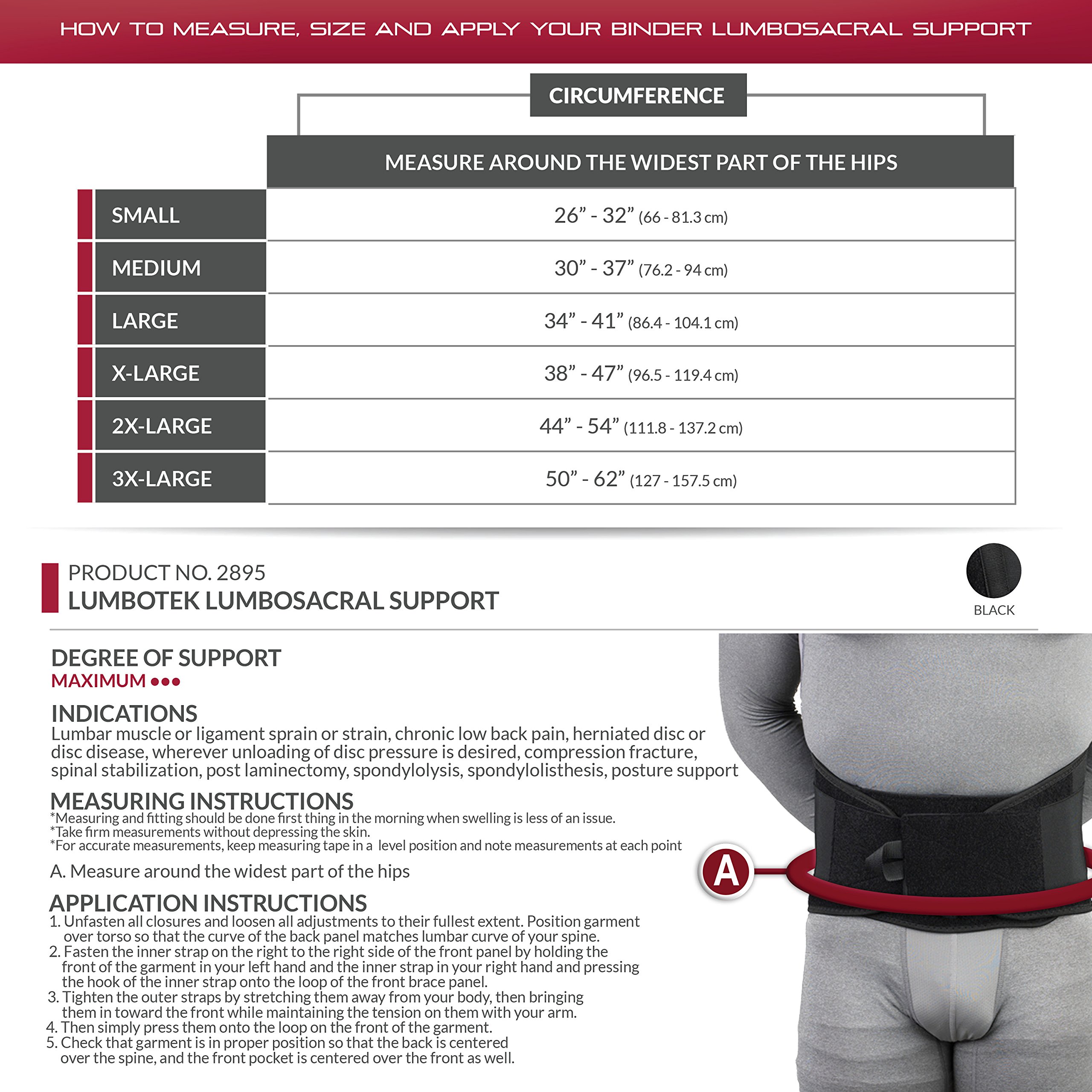 OTC Lumbosacral Support Belt - Adjustable Elastic Back Brace for Lower Back Pain Relief - Lumbotek (Ideal for Office Work, Heavy Lifting & Post-Surgery Recovery)