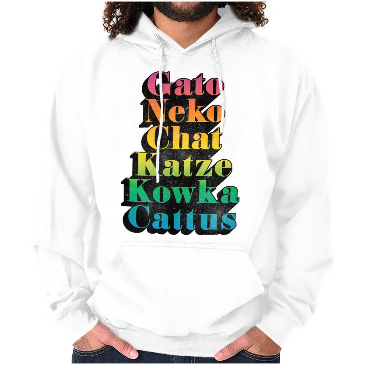 Brisco Brands Cat Translation Around the World Hoodie Sweatshirt - Unisex Pullover for Women & Men | Cute Graphic Cat Lover Apparel for Casual Wear, Street Style & Gifts