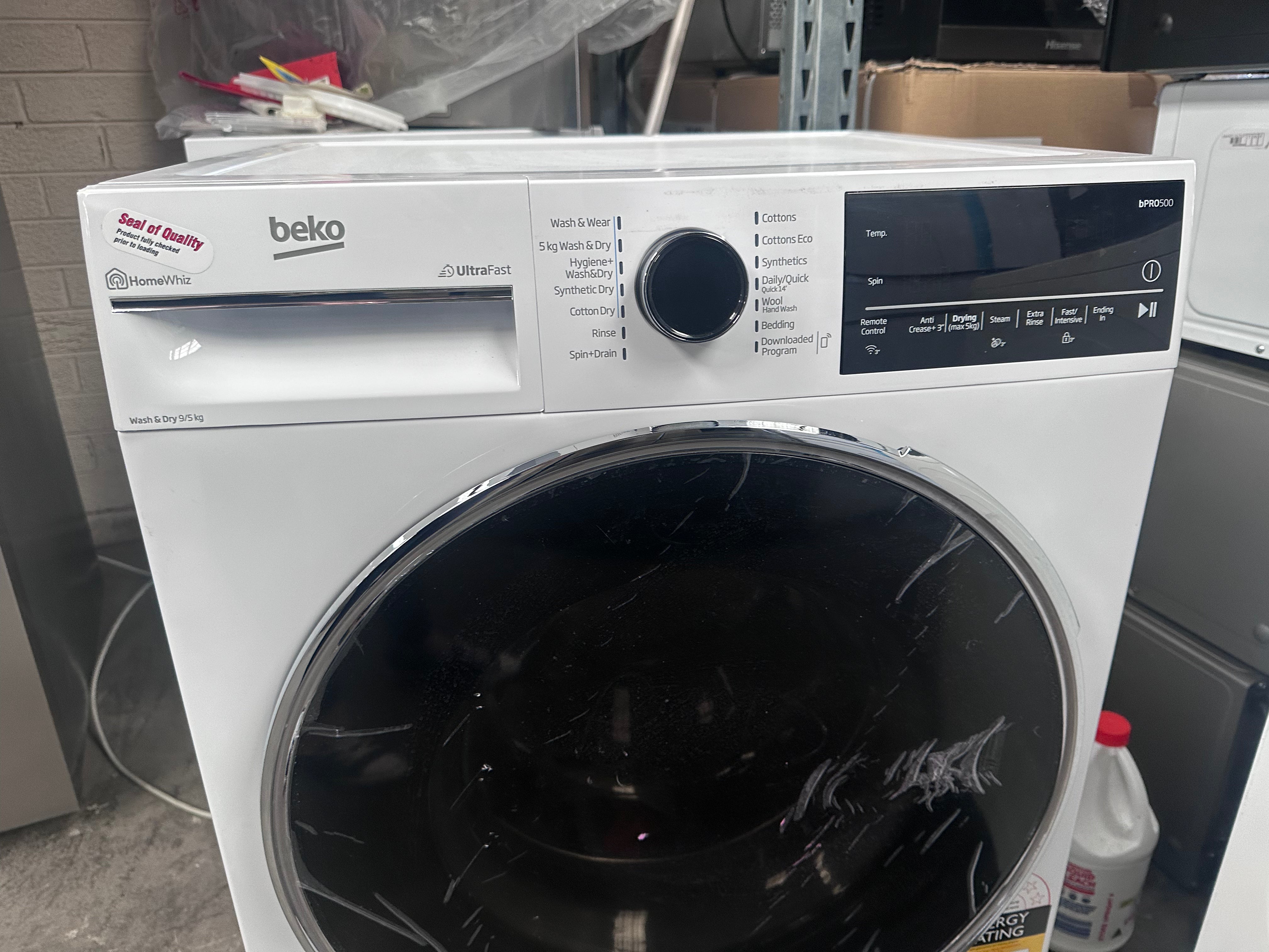 Beko BWDB9540W 9kg/5kg UltraFast Washer Dryer Combo - Energy Efficient Laundry Solution for Small Apartments & RVs | Fast Drying & Space Saving Design | Perfect for Compact Living Spaces & Mobile Homes